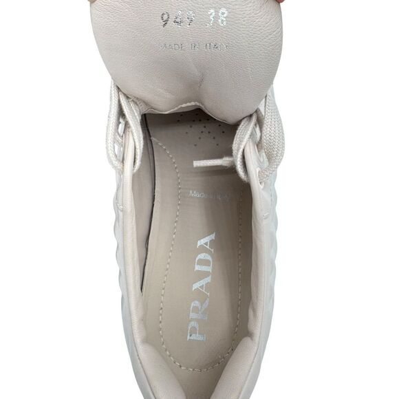 PRADA Leather Low Top Logo Sneakers Rosa Pink Size 8 - Picture 7 of 12